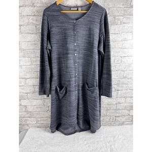 LOGO Lori Goldstein Long Line‎ Knit Cardigan Gray Pockets Snap Front Size 1x